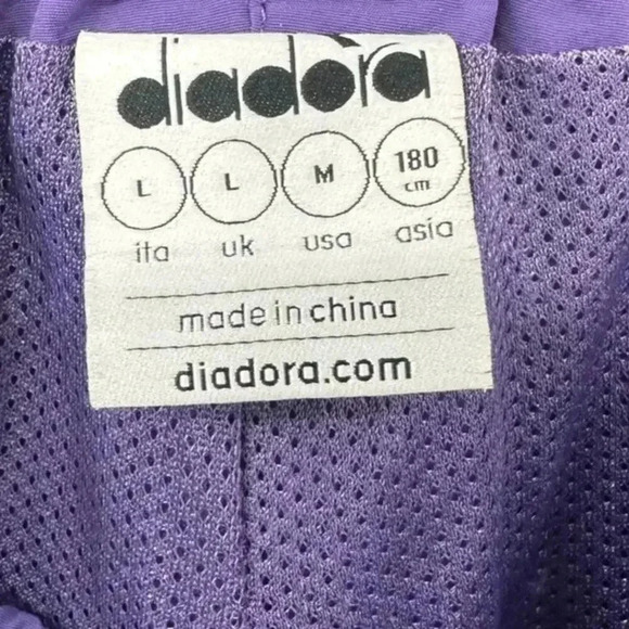 Diadora MVB Men's Track Pant Purple Retro‎ Mesh Lined Ankle Zip Pull On Size M - Picture 7 of 7